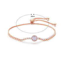 Load image into Gallery viewer, Simple Temperament Plated Rose Gold Geometric Round Cubic Zirconia Bracelet - Glamorousky