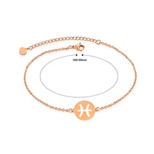 Load image into Gallery viewer, Simple and Fashion Plated Rose Gold Pisces Round Titanium Steel Bracelet - Glamorousky