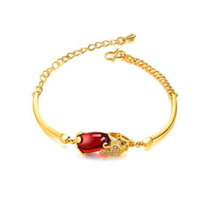 Load image into Gallery viewer, Elegant and Fashion Plated Gold Brave Bracelet with Red Cubic Zirconia - Glamorousky