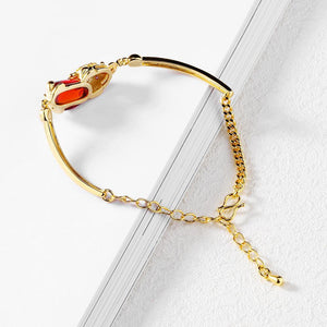 Elegant and Fashion Plated Gold Brave Bracelet with Red Cubic Zirconia - Glamorousky