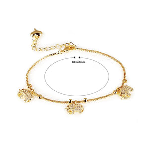Simple and Cute Plated Gold Elephant Bracelet with Cubic Zirconia - Glamorousky