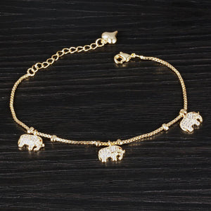 Simple and Cute Plated Gold Elephant Bracelet with Cubic Zirconia - Glamorousky