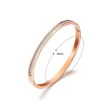 Load image into Gallery viewer, Simple and Fashion Plated Rose Gold Geometric Titanium Steel Bangle with Cubic Zirconia - Glamorousky