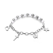 Load image into Gallery viewer, Fashion Simple Heart-shaped Cross Butterfly Star Pearl Titanium Steel Bracelet - Glamorousky