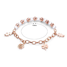 Load image into Gallery viewer, Fashion and Elegant Plated Rose Gold Girl Rose Clover Pearl Titanium Steel Bracelet - Glamorousky
