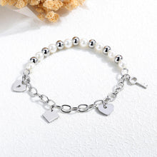 Load image into Gallery viewer, Simple Fashion Key Lock Heart-shaped Diamond Pearl Titanium Steel Bracelet - Glamorousky