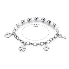 Load image into Gallery viewer, Fashion Simple Key Lock Four-leafed Clover Penguin Pearl Titanium Steel Bracelet - Glamorousky