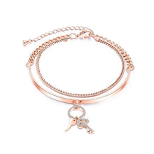 Load image into Gallery viewer, Fashion and Simple Plated Rose Gold Double-layer Bracelet with Cubic Zirconia - Glamorousky