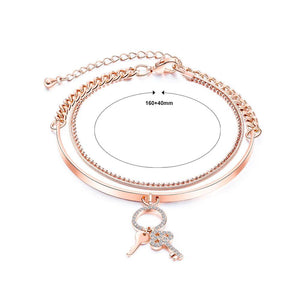 Fashion and Simple Plated Rose Gold Double-layer Bracelet with Cubic Zirconia - Glamorousky
