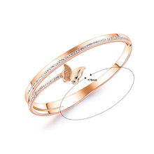 Load image into Gallery viewer, Fashion Plated Rose Gold Butterfly Cubic Zirconia Titanium Bangle - Glamorousky