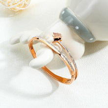 Load image into Gallery viewer, Fashion Plated Rose Gold Butterfly Cubic Zirconia Titanium Bangle - Glamorousky