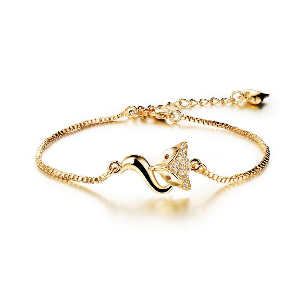 Fashion and Elegant Plated Gold Fox Bracelet with Cubic Zirconia - Glamorousky