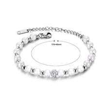 Load image into Gallery viewer, Elegant Fashion Geometric Round Pearl Titanium Steel Bracelet with Cubic Zirconia - Glamorousky