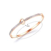 Load image into Gallery viewer, Simple and Sweet Plated Rose Gold Heart-shaped Titanium Steel Bracelet with Cubic Zirconia - Glamorousky