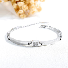 Load image into Gallery viewer, Simple Personality Geometric Square Titanium Steel Bracelet with Cubic Zirconia - Glamorousky