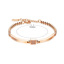 Load image into Gallery viewer, Simple Personality Plated Rose Gold Geometric Square Titanium Steel Bracelet with Cubic Zirconia - Glamorousky