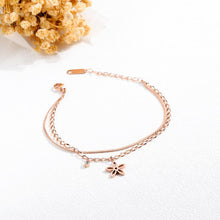 Load image into Gallery viewer, Simple and Elegant Plated Rose Gold Flower Double Titanium Steel Bracelet with Cubic Zirconia - Glamorousky