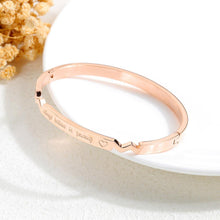 Load image into Gallery viewer, Simple and Fashion Plated Rose Gold Geometric Corrugated Titanium Steel Bangle - Glamorousky