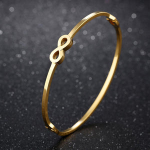 Simple and Creative Plated Gold Number 8 Titanium Steel Bangle - Glamorousky