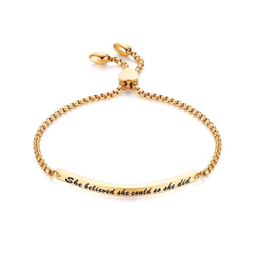 Simple Fashion Plated Gold Geometric Strip Titanium Steel Bracelet - Glamorousky