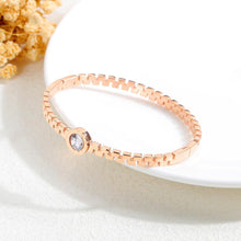 Load image into Gallery viewer, Fashion and Simple Plated Rose Gold Roman Numerals Geometric Round Titanium Steel Bangle with Cubic Zirconia - Glamorousky