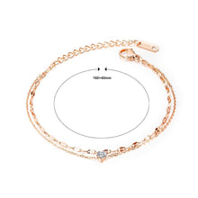 Load image into Gallery viewer, Simple and Fashion Plated Rose Gold Geometric Round Cubic Zirconia Titanium Double-layer Bracelet - Glamorousky