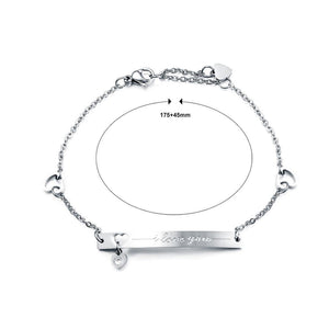 Fashion Simple Geometric Horizontal Hollow Heart Titanium Steel Bracelet with Cubic Zirconia - Glamorousky