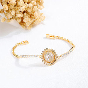 Fashion Bright Plated Gold Sun Cubic Zirconia Bracelet - Glamorousky