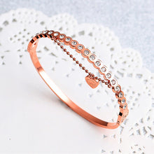Load image into Gallery viewer, Elegant and Fashion Plated Rose Gold Heart-shaped Titanium Steel Bracelet with Cubic Zirconia - Glamorousky