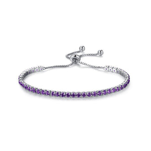 Simple Fashion Geometric Bracelet with Purple Cubic Zircon - Glamorousky