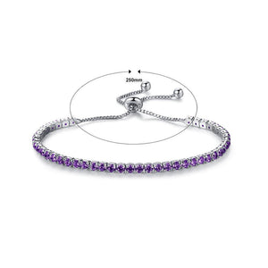 Simple Fashion Geometric Bracelet with Purple Cubic Zircon - Glamorousky