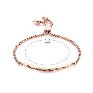 Simple and Fashion Plated Rose Gold Geometric Strip Titanium Steel Bracelet - Glamorousky