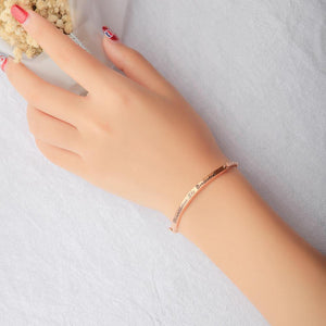 Simple and Fashion Plated Rose Gold Geometric Strip Titanium Steel Bracelet - Glamorousky