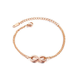 Simple and Fashion Plated Rose Gold Infinite Symbol Titanium Steel Bracelet - Glamorousky