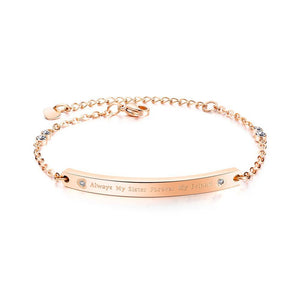 Fashion and Simple Plated Rose Gold Geometric Strip Titanium Steel Bracelet with Cubic Zirconia - Glamorousky