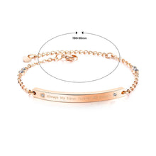 Load image into Gallery viewer, Fashion and Simple Plated Rose Gold Geometric Strip Titanium Steel Bracelet with Cubic Zirconia - Glamorousky