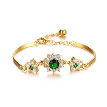 Load image into Gallery viewer, Elegant Fashion Flower Bracelet with Green Cubic Zirconia - Glamorousky