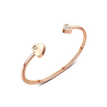 Load image into Gallery viewer, Simple and Romantic Plated Rose Gold Heart-shaped Titanium Steel Bracelet with Cubic Zirconia - Glamorousky