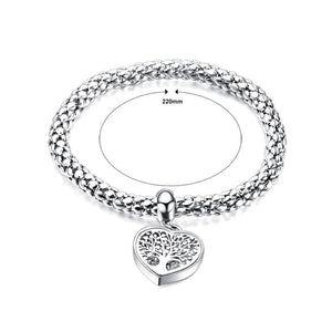 Fashion Romantic Heart-shaped Tree Of Life Titanium Steel Bracelet with Cubic Zirconia - Glamorousky