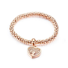 Load image into Gallery viewer, Fashion and Romantic Plated Rose Gold Heart-shaped Tree Of Life Titanium Steel Bracelet with Cubic Zirconia - Glamorousky