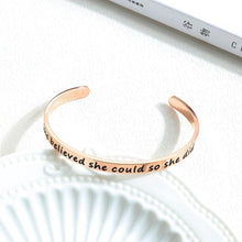 Load image into Gallery viewer, Simple Fashion Plated Rose Gold Geometric Titanium Steel Opening Bangle - Glamorousky