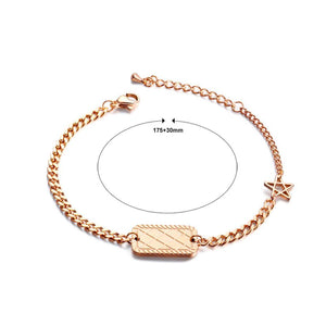 Simple and Fashion Plated Rose Gold Square Piece Star Titanium Steel Bracelet - Glamorousky
