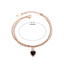 Load image into Gallery viewer, Simple and Sweet Plated Rose Gold Heart-shaped Titanium Steel Double-layer Bracelet with Cubic Zirconia - Glamorousky