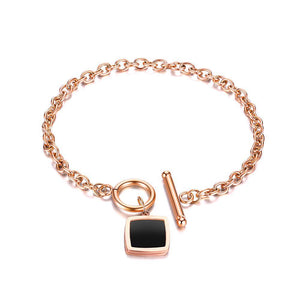 Fashion Plated Rose Gold Geometric Square Titanium Steel Bracelet - Glamorousky