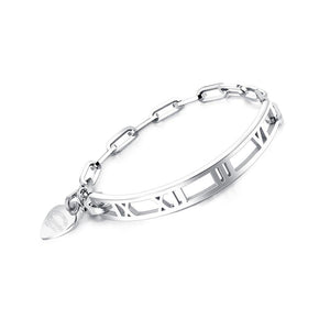 Fashion Creative Roman Numeral Heart-shaped Titanium Steel Bracelet - Glamorousky