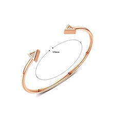 Load image into Gallery viewer, Simple Personality Plated Rose Gold Geometric Triangle Cubic Zirconia Titanium Steel Open Bangle - Glamorousky