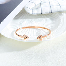 Load image into Gallery viewer, Simple Personality Plated Rose Gold Geometric Triangle Cubic Zirconia Titanium Steel Open Bangle - Glamorousky