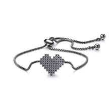 Load image into Gallery viewer, Sweet Bright Heart-shaped Bracelet with Black Cubic Zirconia - Glamorousky