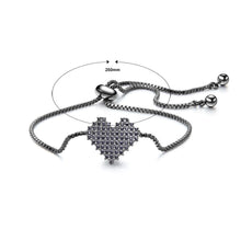 Load image into Gallery viewer, Sweet Bright Heart-shaped Bracelet with Black Cubic Zirconia - Glamorousky