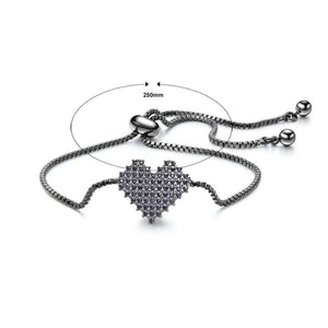Sweet Bright Heart-shaped Bracelet with Black Cubic Zirconia - Glamorousky